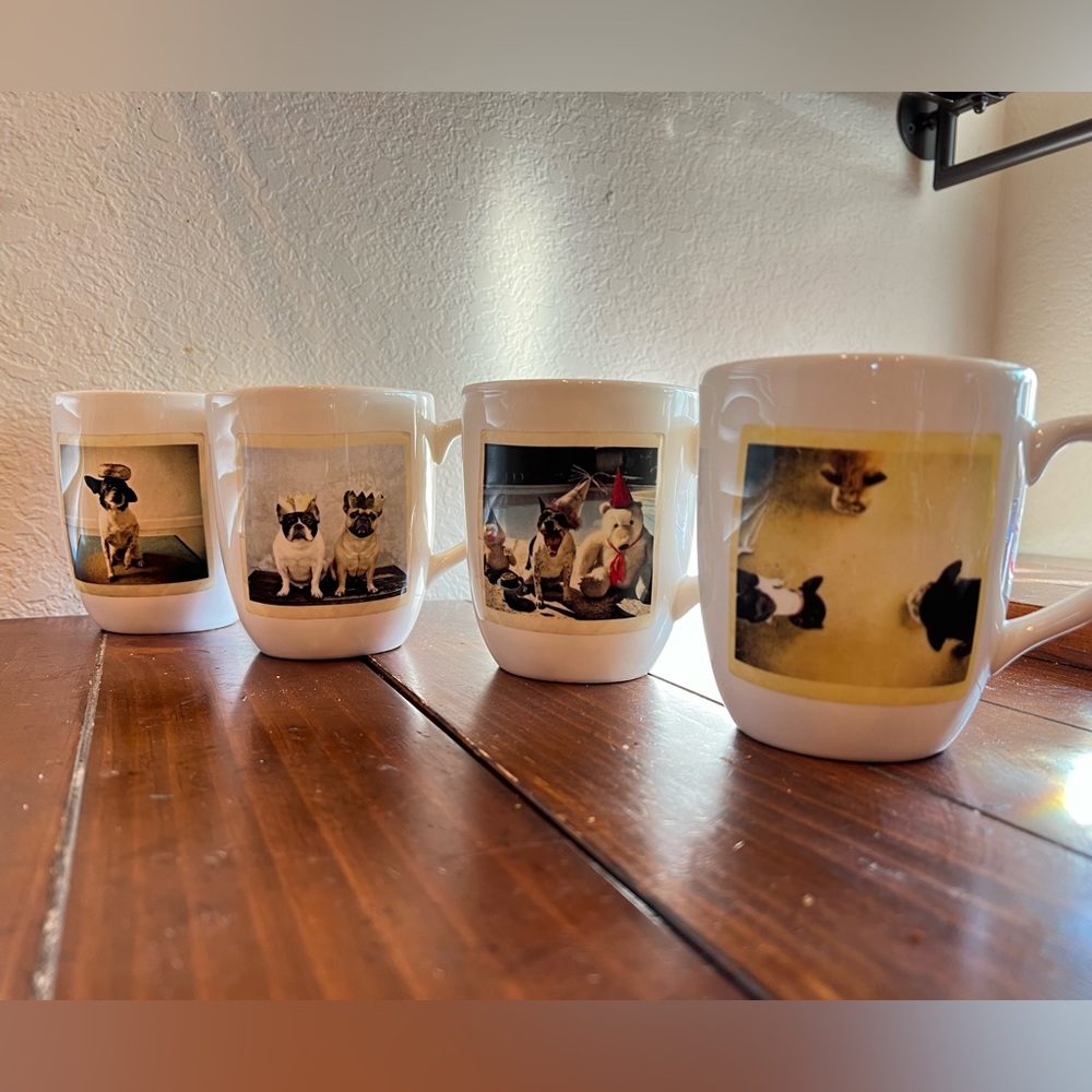 Rae Dunn dog photo coffee mug set of 4